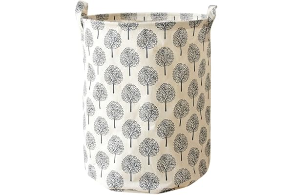 YOUJIA Grande Pliable Panier à Linge Boite Rangement en Tissu Organisateur pour Vetement Sale Sac pour Stockage de Jouets (Arbre Noir, 35 * 45 cm)