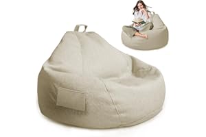 MeYuxg Sitzsack für Kinder und Erwachsene,nur Bezug (Keine Füllung),100x120CM Sitzsack Bezug,Sofaüberwurf für Bohnensäcke mit Reißverschluss für Outdoor Living Room Decor (Beige)