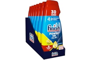 Finish Powergel Gel Detersivo per Lavastoviglie Liquido, Multiazione, Poteri Sgrassanti, Limone, Multicolore, 7 Unità, Confezione da 1