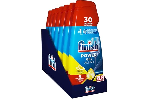 Finish Powergel Diskmedel citron, diskmedel, 210 tvättmaskiner, 7 förpackningar med 30 diskmaskiner vardera