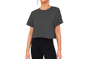 Terecey Maglietta Sportiva Donna Girocollo T-Shirt Sportiva Ampia da Donna Crop Top Sportivo a Manica Corta Maglia Palestra Traspirante Maglia Yoga Asciugatura Rapida S-XXL
