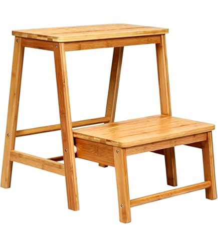 Sgabello Sedia Scala Scaletta Richiudibile In Legno Chiaro Da Interno - Foto 3