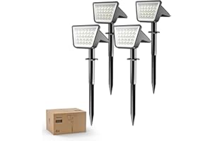 Philips 4 Packs Solar Spot Lights Outdoor Waterproof, 28 LED 7500K Solar Powered Landscape Pathway Lights, Dusk to Dawn Solar Spotlights for Garden, Yard, Lawn, Walkway, Driveway
