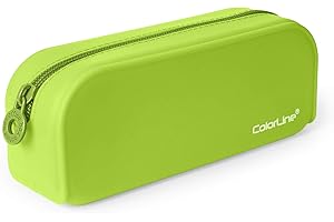 PRACTICOFFICE Colorline 58111 - Portatodo de Silicona con Tacto Ultra Soft de Alta Resistencia, Estuche Multiuso para Viaje, Material Escolar, Neceser y Accesorios. Color Verde Claro, Medidas 18 x 7 x 5 cm