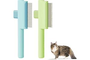 KXRTPX 2PCS Flea Comb for Cats,cat Flea Comb,effectively Cleans Pet Fur,Press The Switch Lightly to Easily Remove Messy and Loose Fur,Suitable for all Kinds of Dogs and Cats. (green, Blue)