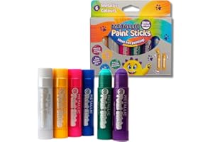 Little Brian Paint Sticks For Kids - 6 Pack Assorted Metallic Colours - Mess-Free, Easy Clean Up, Fast Drying Action, Vibrant Colours, Multi-Surface, Twist & Paint