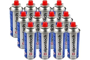 Paquete de 12 cartuchos de gas butano ALPENTECH 250 g Botella de gas UN2037 para estufas y escardadores térmicos