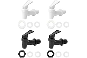 YUECHENGGUI 4 Stück Kunststoff Getränkespender Zapfhahn, Wasserspender Ersatzzapfen, Ersatzhahn geeignet für Kalte und heiße Getränke, Bierfass, Glas, Kaffee, Saft, Trinkbrunnen,Schwarz und Weiß