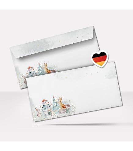 Weihnachtsumschläge Santa Claus – 50 Stück, DIN Lang, Ohne Fenster, Selbstklebend