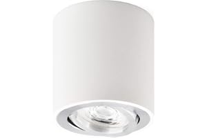 KYOTECH Focos LED Interior Techo Blanco, Focos Superficie Orientable - Ø80x84mm - Incluye 5W GU10 230V - Blanco Cálido 3000K - Foco de Techo de Aluminio, Aplique Techo Interior para Dormitorio