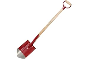 Fiskars Gärtnerspaten für harte, steinige Böden, Spitz, Länge: 106 cm, Astfreier Eschenholz-Stiel/Stahl-Blatt, Rot, Classic, 1003690
