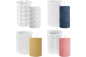 Aulese - 4 moules à bougie en silicone, moules à bougie pour le coulage, moules en silicone pour bougies, DIY - Moules en forme de cylindre pour bougies à couler comme décorations maison