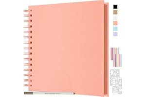 JAECU Album Photo Spirale Scrapbook 21x21cm, DIY Scrapbooking Album 40 Pages, Livre D'or pour Voyage Mariage Anniversaire, Cadeaux pour Bebe Enfant Couple (Rose)