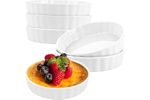 APACALI 6 stycken krämfärgade brulee skålar, 240 ml souffelformar, tartelettformar keramik, platta souffelskålar för bakning