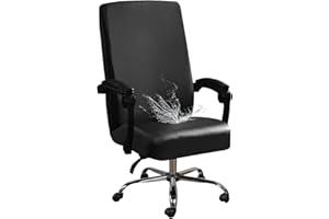 Bestenrose Waterproof Office Chair Cover with Elastic Bottom Stretch Computer High Back Chair Cover Chair Slipcovers Protector Removable Chair Seat Cushion Protectors (Black, Large)