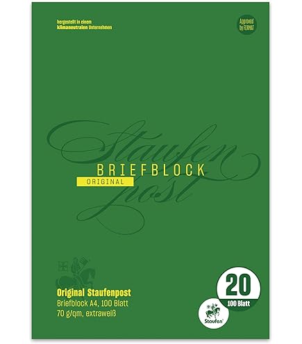 Blocco Per Lettere Brunnen A5 - 50 Fogli Bianchi, 70 G/m&sup2;, Senza Righe