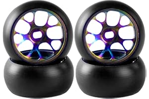 RcThjia 4Pcs Rim Wheel Drift Tire for 1/28 Wltoys K969 K989 P929 284131 Drift Rally Kyosho Mini-Z Mini-Q Mini-D, Metal Drift Rims Replacement Tyre of RC Drift Car for Wltoys 1/28