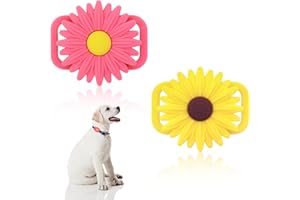 MultiValue 2 Pcs Airtag Holder for Dog Cat, Silicone Dog Tracker Covers Safety and Anti-lost Airtag Dog Collar Holder Pet Airtag Case Compatible for Apple Airtag Pet Accessories (Yellow+Pink)