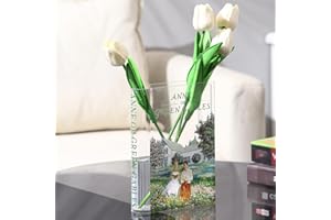 KRYSTHIA Vase en acrylique en forme de livre, vase livre pour fleurs, vase en forme de livre pour tulipes, petit vase pour décoration d'intérieur, cadeau pour amateur de livres pour bureau, salon