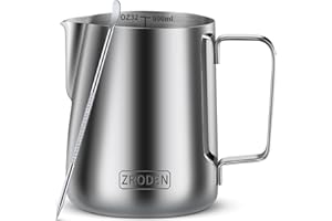 Zroden Bricco Latte, 900ml Pentolino Latte Professionale Acciaio Inox, Lattiera Piccola Bollilatte per Espresso, Cappuccino e Latte Art, Accessori per baristi e Gli Amanti del Caffè