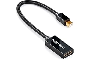 deleyCON Mini DisplayPort para Cable Adaptador HDMI 4k UHD 2160p Full HD 1080p 3D Compatible con Thunderbolt 1 y 2 Mini DP Macho a HDMI Hembra - Negro