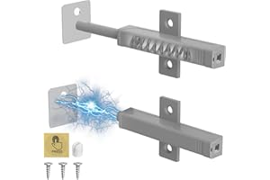 Iman Puerta Armario Presion Magnetica, Jiayi 2 pcs Push to Open resistente la puerta, potente captura de resorte 48 N,cierre abierto para armario grande, Gris