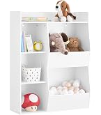 Étagère Enfant Yasmin Forme Maison Montessori – 3 Niveaux, Bois Massif Naturel/Blanc, 65x60x41 Cm, Rangement Ludique Et Autonome