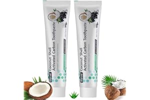 ‎VISTA Toothpaste Activated Carbon Coconut (2 Packs) Fluoride-free Toothpaste Coconut for White Teeth Natural Whitening Toothpaste without Fluoride for Sensitive Teeth