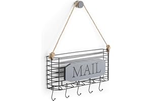 SRIWATANA Mail Holder Wall Mount, Mail Organizer Key Holder for Wall, Small Size, Weathered Grey