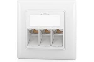 HB-DIGITAL 3-portowe gniazdo sieciowe CAT 8 z certyfikatem GHMT Keystone maks. 40 Gbit/s podtynkowe gniazdo sieciowe gniazdo RJ45 gniazdo STP ekranowane puszka danych LAN puszka - biały sygnałowy