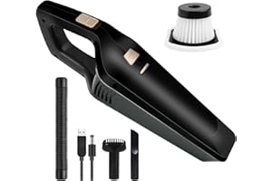 URAQT Aspirabriciole Senza Fili, Aspirapolvere Portatile Ricaricabile, 12V 120W 4.5k PA Multifunzione Aspirapolvere a Mano Potente, 30 Minuti di Lavoro USB, Bbuono per Casa/Auto/Ufficio