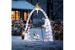 GZWY Szopka bożonarodzeniowa ze światłem LED, dekoracja bożonarodzeniowa, tabliczka na podwórko, świecąca dekoracja, zestaw do szopki bożonarodzeniowej na świeżym powietrzu, dekoracja bożonarodzeniowa