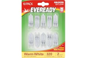 INK JUNGLE Eveready G9 Halogen Capsule Light Bulb, 40W, 320lm, 2800K Warm White, Dimmable, 300 Degree Oven Tolerant, Pack of 10