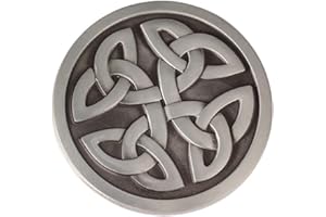 Longcreek Hebilla de cinturón celta para hombres, hebilla de cinturón de cruz celta vikinga nórdica, hebilla de cinturón redondo con nudo celta punk, hebilla de cinturón de vaquero occidental