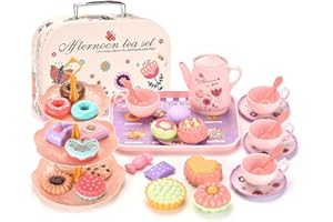 Fivtsme 36 Piezas Juego de Té Infantil, Juego de Juguetes de Cocina para Niños, Juego de Cafe Juguete, Juguete de Té Juegos de Imitación, Juego de Cocina para Niños niña niño a Partir de 3 Años