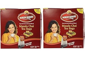SARAS FLAVOURS OF ASIA Wagh Bakri Masala Tea - 100 Bags - 200g (Pack of 2) | Spicy Blend for Authentic Chai Experience | Refreshing Premium Indian Leaf Tea