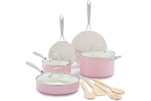 GreenLife, Artizan 12-częściowy zestaw naczynia, różowy
