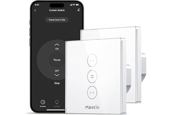 Maxcio Interrupteur Volet Roulant WiFi, Volet Roulant Stores Commutateur WiFi Compatible avec Alexa et Google Home, Interrupteur WiFi Tactile, Timer et Partager【Besoin d'une Ligne Neutre】(2 Packs)