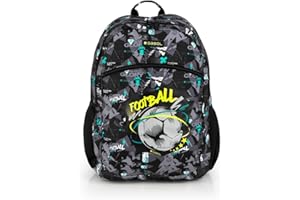 Gabol - Mochila Escolar Adaptable a Carro Score 34x46x20 Centímetros - 2 Compartimentos y Espalda Acolchada - Resistente al Agua con Cremalleras Cubiertas - Diseño Español en Poliéster - Negro
