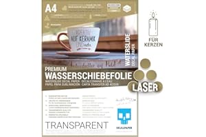 ‎SKULLPAPER SKULLPAPER® Wasserschiebefolie TRANSPARENT für Laserdrucker - hauchdünn DIY Decal Abziehbild - Nassschiebefolie für Keramik, Glas, Kerzen, Metall, Kunststoff, Modellbau (A4-8 Blatt)