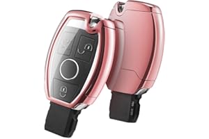 OATSBASF Mercedes Benz etui na kluczyki samochodowe, pokrowiec na kluczyki do samochodów Mercedes Benz 2-3 przyciski klasa A-E. różowe złoto