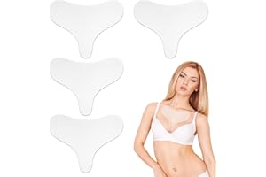 MAKOTO NOBU 4 Pezzi Pad Antirughe Petto, Imbottitura Toracica in Silicone Riutilizzabile, Patch Antirughe Trasparente per Décolleté Scollatura Notturna, Tampone a Forma di T Pads per Lisciare Pelle Donne Ragazze