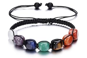 GEHECRST 7 Chakra Armband Edelstein Armbänder Natürliche Chakra Steine Yoga Armband Healing Reiki Energietherapie Glückbringen Edelstein für Damen Herren