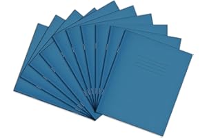 Rhino 8 x 6.5 Exercise Books, 48-Page / 8mm Lined with Margin Paper Notebook, 10-Pack, Writing Book, Office & School Stationery Supplies, Light Blue