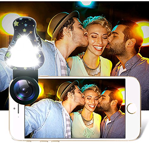 Obiettivi Smartphone con 8 Luci Flash, 0.63X Lenti Grandangolo, 15X Obiettivo Macro, Hovinso Obiettivo Cell Phone per iPhone 7, 6s, 6s Plus, 6, 5s, Samsung, HTC e PiÃ¹ Smartphone(Nero)