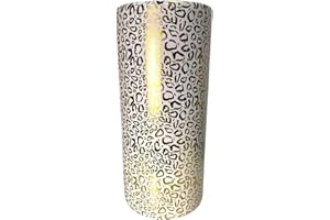 ACACIAHOME Classic Ceramic Hexagonal 18” Tall Umbrella Stand – Multi-Functional Holder or Decorative Vase, Zebra Safari Design with Durable Glazed Finish for Home, Office, or Entryway (Gold Leopard Design)