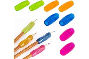 Cozevdnt Pencil Grips, 8 Pcs Finger Grips Holder, colorful Silicone Pencil Grips, Ergonomic Writing Aid for Children Kids Adults, Orange,Blue,Green,Pink