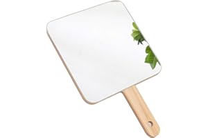 TOF&HAMY Teepro Miroir de Voyage Portable avec poignée, Miroir de Coiffeuse, Miroir uni en Bois, carré et Rond, Miroir de Maquillage pour Salon de beauté pour Barbiers Professionnels et coiffeurs, 1919 cm