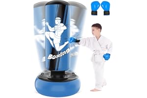 NZQXJXZ Sacco da Boxe Bambini- 165cm Gonfiabile con Guantoni da Sacco Boxe per la Pratica di MMA Karate Taekwondo e per Alleviare l'energia di Pent Up Pugilato