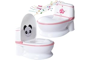 S SON 3 Pot Bebe Toilette WC Réaliste Bruit Rinçage Chasse d'eau, Apprentissage Propreté Enfants Garçon et Fille, Stable, Confortable, Bac Amovible. Ideal Première Toilette. (Rose)